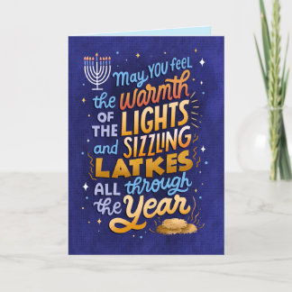Light and Latkes Non-Photo Hanukkah Greeting Card