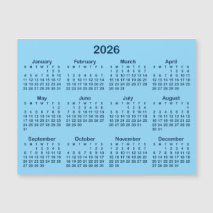 Light and Navy Blue 2026 Magnetic Calendar