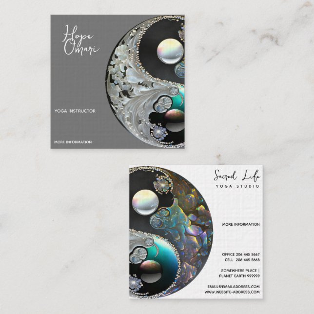 Light and Shadow | Yin Yang Square Business Card (Front/Back)