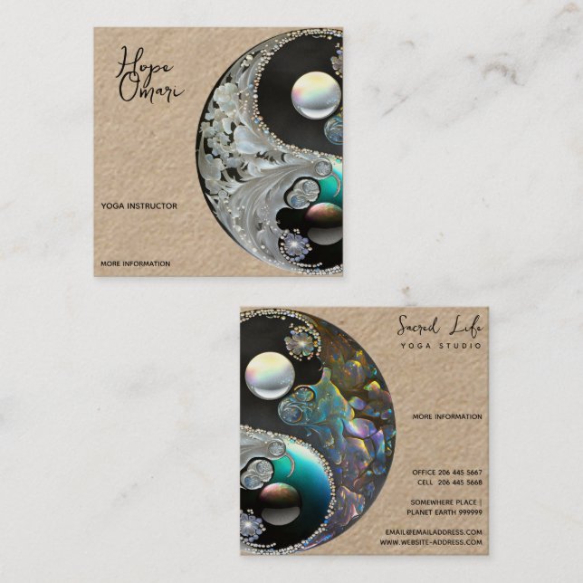 Light and Shadow | Yin Yang Square Business Card (Front/Back)