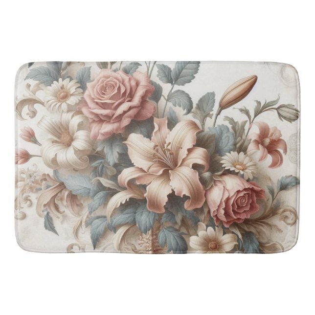 Light Antique Floral Perfection Bath Mat (Front)