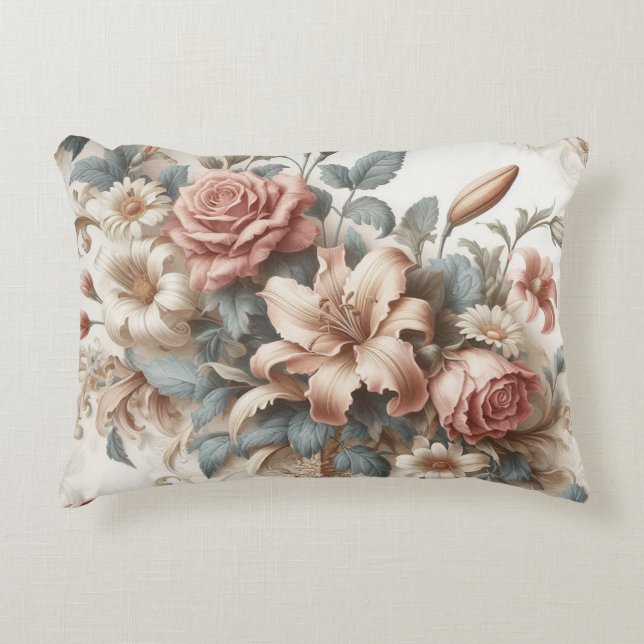 Light Antique Floral Perfection Decorative Cushion (Front)