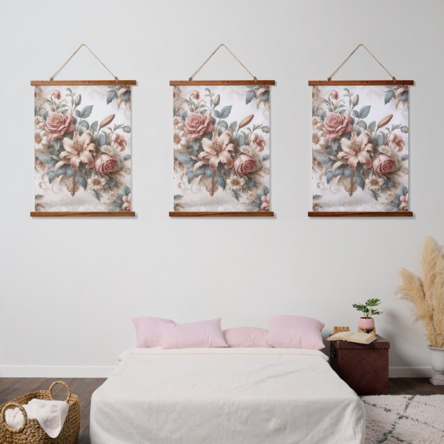 Light Antique Floral Perfection Hanging Tapestry (Bedroom)