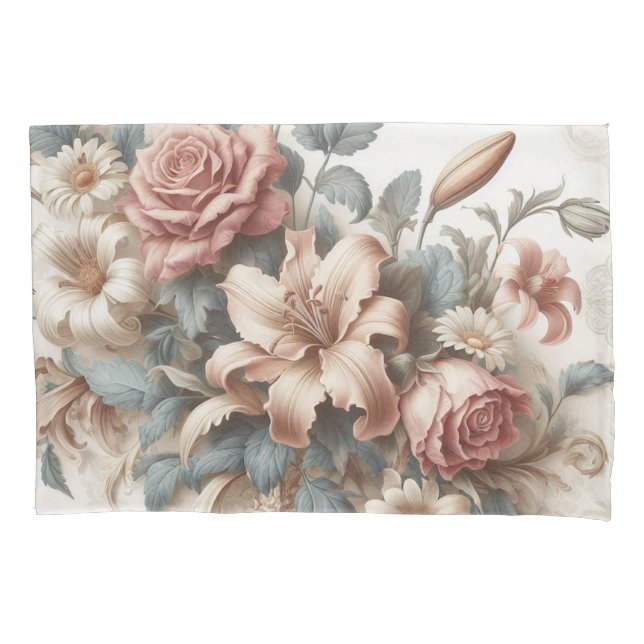 Light Antique Floral Perfection Pillowcase (Front)