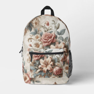 Light Antique Floral Perfection Printed Backpack