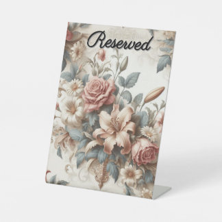 Light Antique Floral Perfection Reserved Custom Pedestal Sign