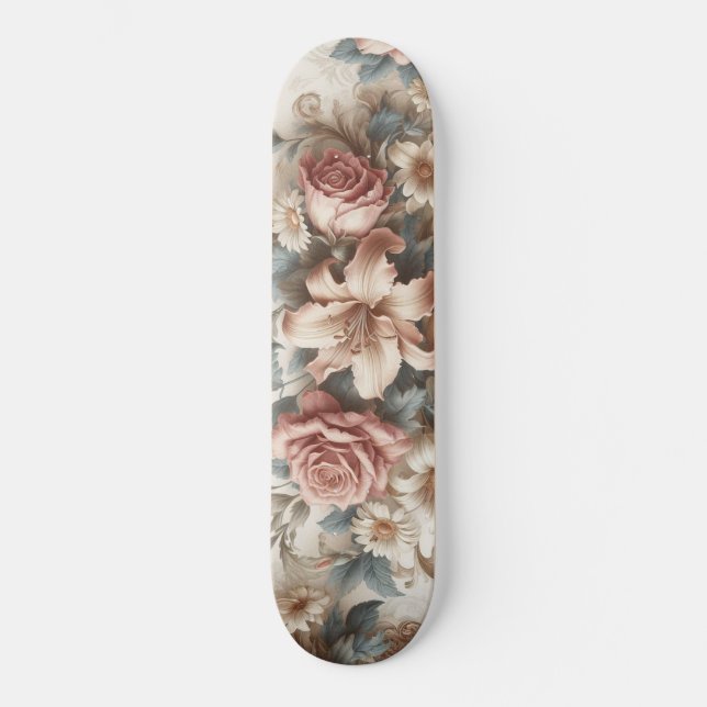 Light Antique Floral Perfection Skateboard (Front)