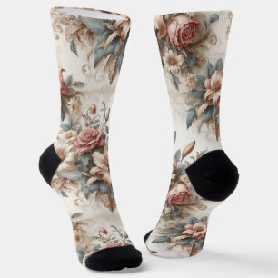 Light Antique Floral Perfection Socks