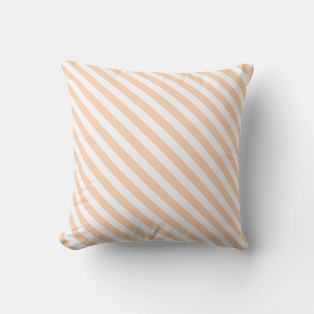 Light Apricot Designer Diagonal Line Cushion (Front)