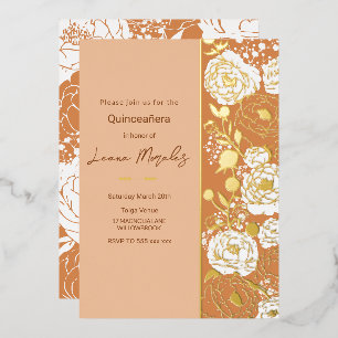 Light Apricot Quinceañera Foil Invitation