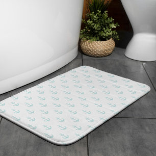 Light Aqua Anchors Pattern Bath Mat