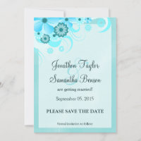 Light Aqua Blue Floral Save The Date Announcements