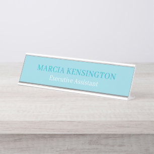 Light Aqua Blue Modern Professional Desk Name Plate