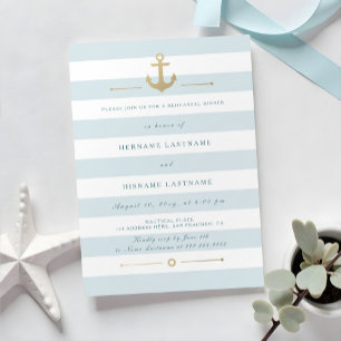 Light Aqua Blue Nautical Rehearsal Dinner Invite