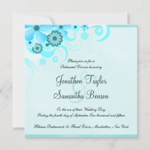 Light Aqua Blue Square Wedding Rehearsal Dinner Invitation