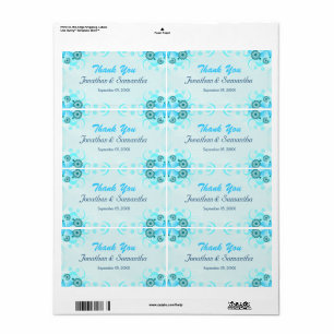 Light Aqua Blue Teal Floral Large Wedding Favour