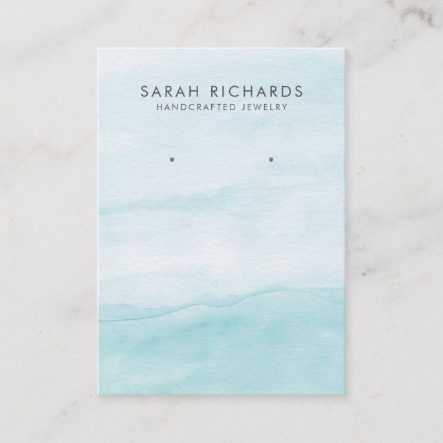 Light Aqua Blue Watercolor Jewellery Earring Displ Business Card (Front)