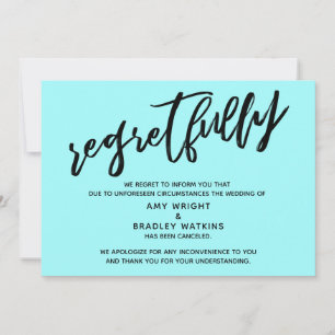 Light Aqua Regretfully Wedding Cancellation Card