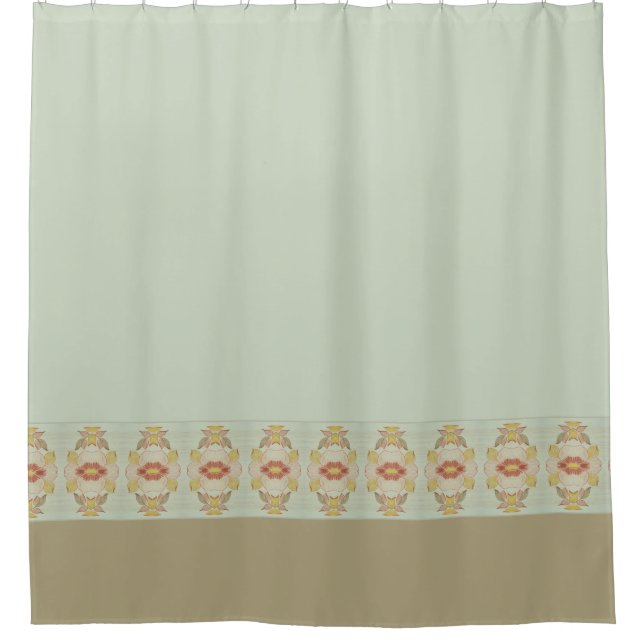 Light Aqua Teal And Gold Shower Curtain (Front)