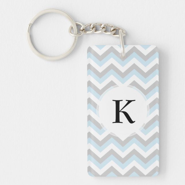 Light Aqua Turquoise Chevron Chic ZigZag Pattern Key Ring (Front)