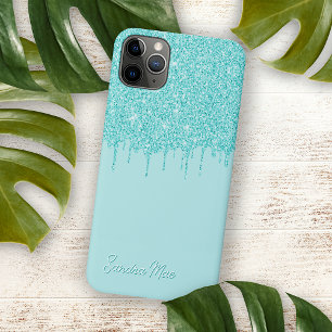 Light Aqua Turquoise Green Glitter Art Pattern Case-Mate iPhone Case