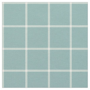 Light Aqua Windowpane Check Plaid Fabric
