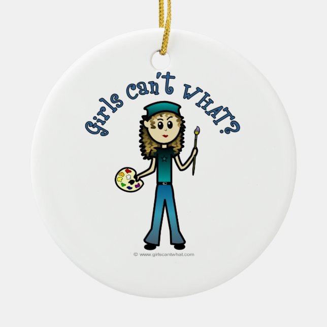 Light Artist Girl Ceramic Tree Decoration (Front)