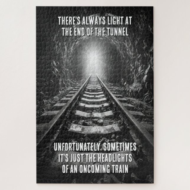 Light At The End Of The Tunnel Ironic Humour Jigsaw Puzzle (Vertical)