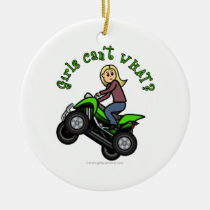 Light ATV Four Wheeling Girl Ceramic Tree Decoration