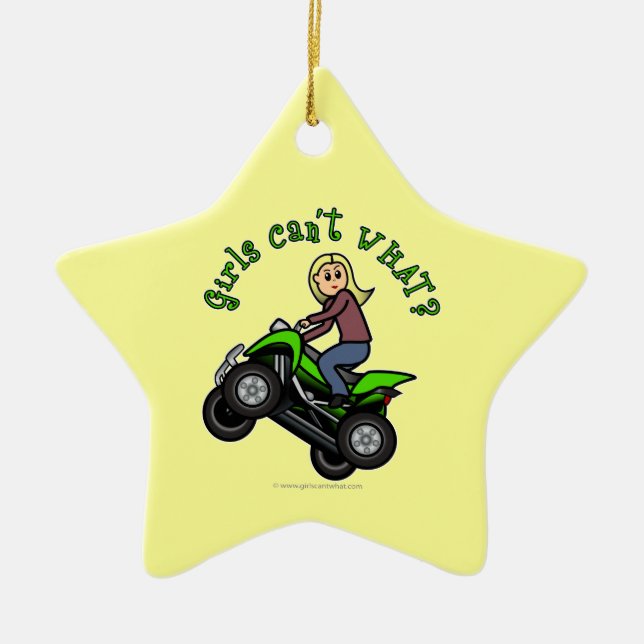 Light ATV | Four Wheeling Girl Ceramic Tree Decoration (Front)