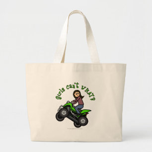 Light ATV Four Wheeling Girl Large Tote Bag