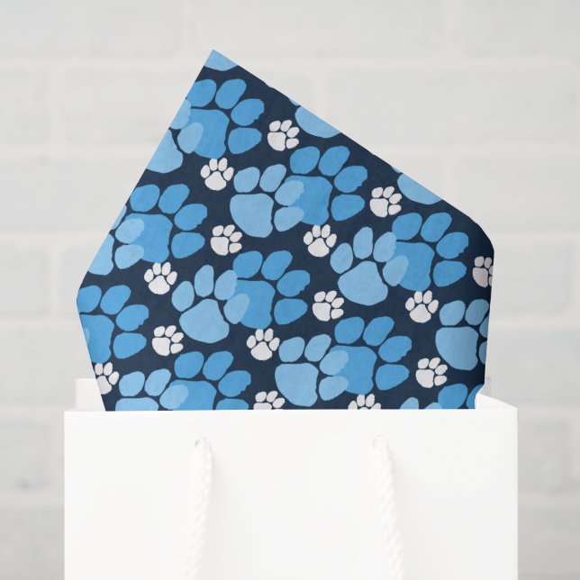 Light Baby Blue & Navy Blue Small Pawprints Tissue Paper (Gift Bag)
