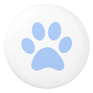Light Baby Blue Paw Print pawprint Ceramic Knob