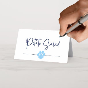 Light Baby Blue Pawprint Folding Label, Food or Place Card