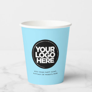 Light Baby Blue   Personalised Logo and Text Paper Cups