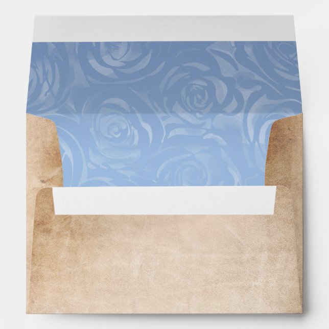 Light Baby Blue Roses Parchment Return Address Envelope (Back (Bottom))