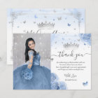 Light Baby Blue Silver Quinceañera Photo Birthday