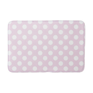 Light Baby Pink & White Polka Dots Bath Mat
