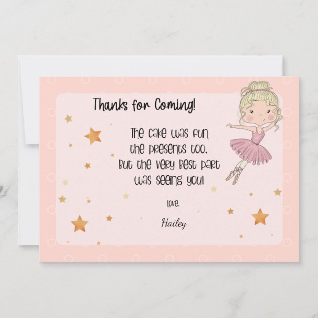 Light Ballerina Thank You Card (Front)