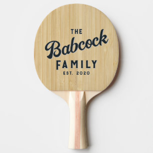 Light Bamboo Retro Family Name & Year Ping Pong Paddle