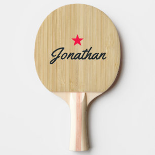 Light Bamboo Vintage Star Signature Ping Pong Paddle