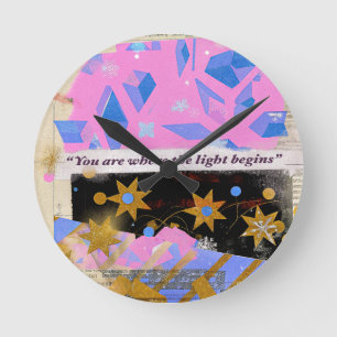 Light Begins Gem Clock – Radiant Pink & Gold Desig