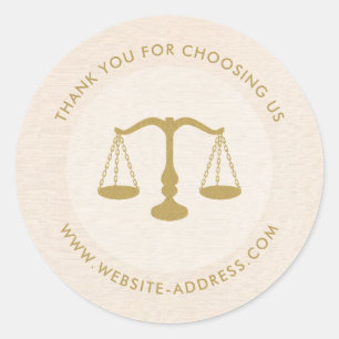 Light beig linen texture personalised text logo classic round sticker