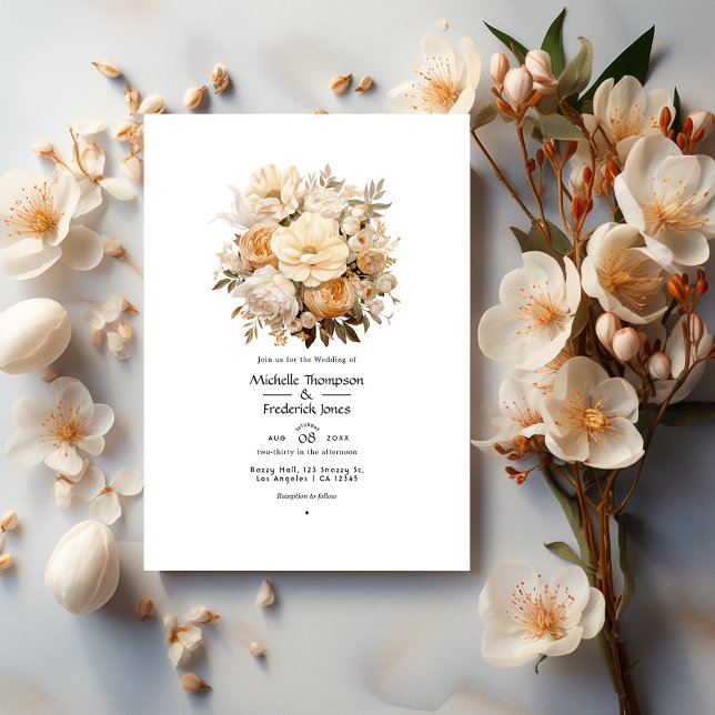Light Beige and Champagne Floral Wedding Invitation (Creator Uploaded)
