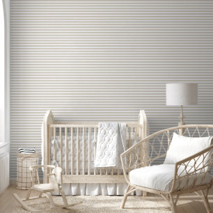 Light Beige and White Classic Horizontal Stripes Wallpaper