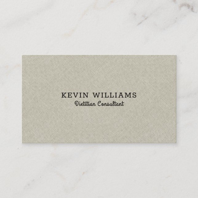 Light beige faux linen texture background business card (Front)