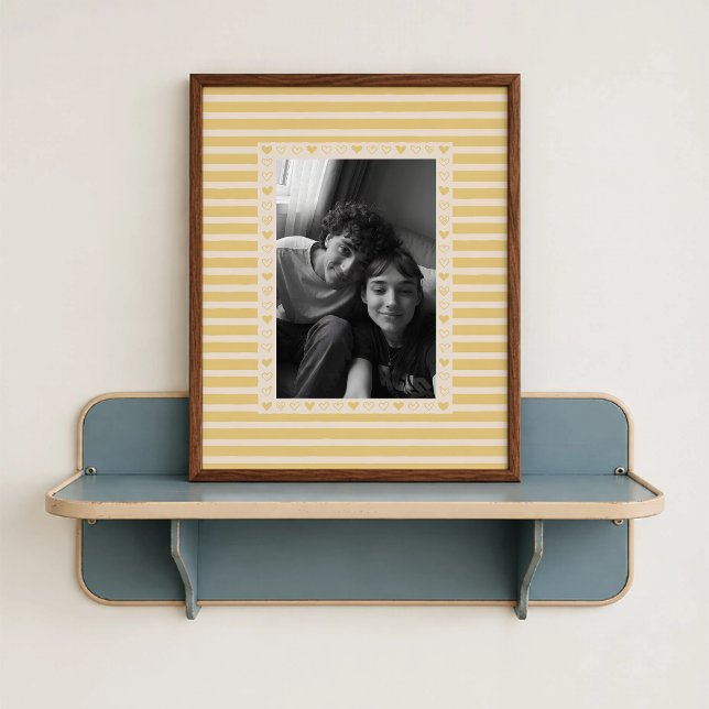 Light Beige Heart Border Poster - Custom Gift (Light Beige Heart Border Poster - close-up view (frame/decor not included)
)