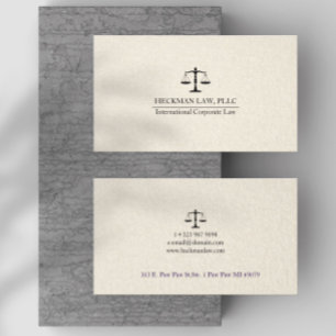 Light Beige Linen Black Justice Scale  Business Card