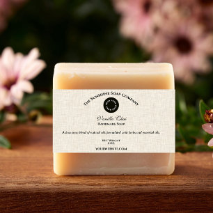 Light Beige Linen Paper Style Soap Band with Logo
