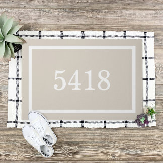 Light Beige Personalised Address Number Doormat